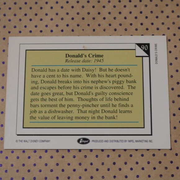 Donald's Crime C90 Disney Card - Picture 2 of 2